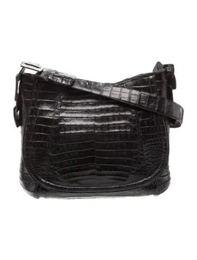 Pre-owned Nancy Gonzalez Crocodile Shoulder Bag In Black