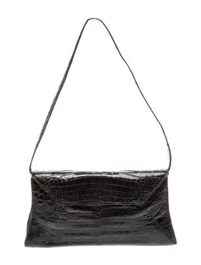 Pre-owned Nancy Gonzalez Crocodile Shoulder Bag In Black
