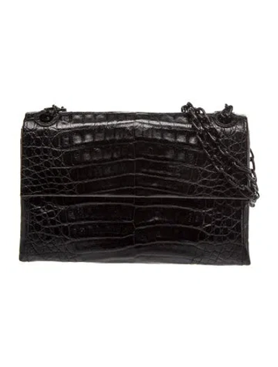 Pre-owned Nancy Gonzalez Crocodile Shoulder Bag In Black