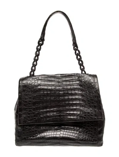 Pre-owned Nancy Gonzalez Crocodile Shoulder Bag In Black