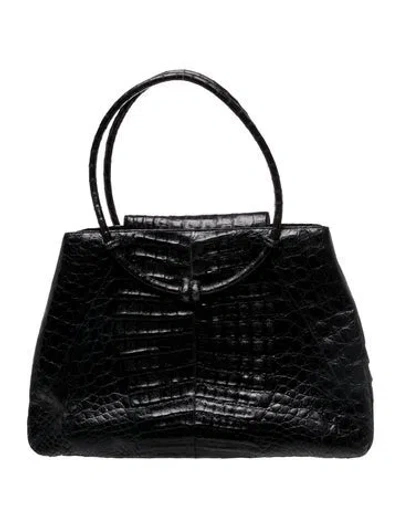 Pre-owned Nancy Gonzalez Crocodile Shoulder Bag In Black