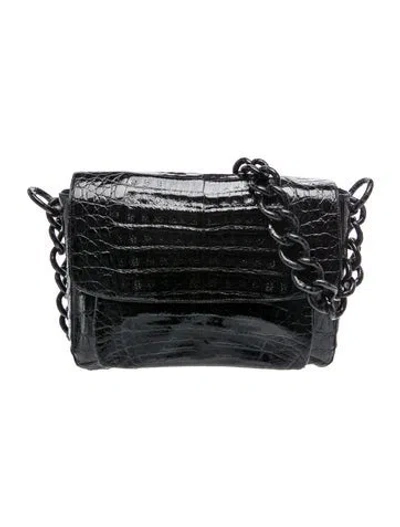 Pre-owned Nancy Gonzalez Crocodile Shoulder Bag In Black
