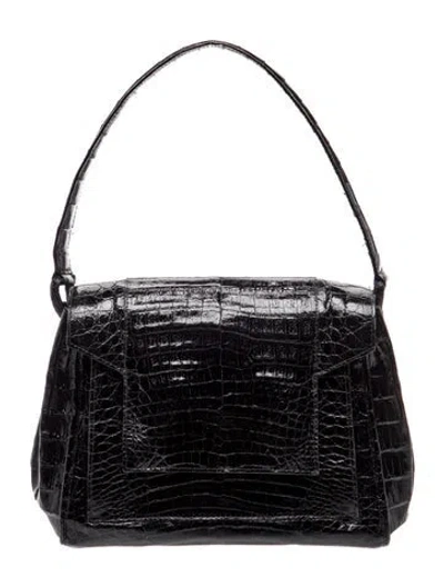 Pre-owned Nancy Gonzalez Crocodile Shoulder Bag In Black
