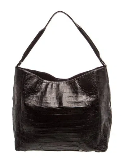 Pre-owned Nancy Gonzalez Crocodile Shoulder Bag In Black