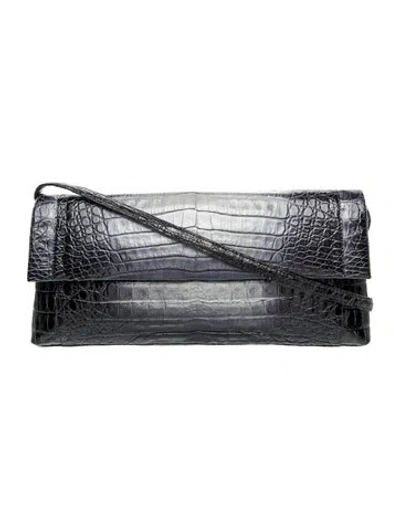 Pre-owned Nancy Gonzalez Crocodile Shoulder Bag In Black