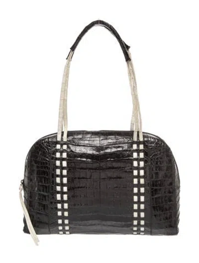 Pre-owned Nancy Gonzalez Crocodile Shoulder Bag In Black