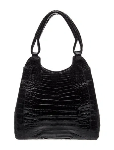Pre-owned Nancy Gonzalez Crocodile Shoulder Bag In Black