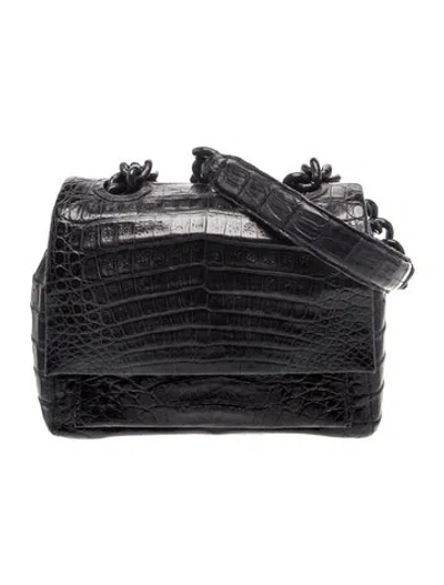 Pre-owned Nancy Gonzalez Crocodile Shoulder Bag In Black