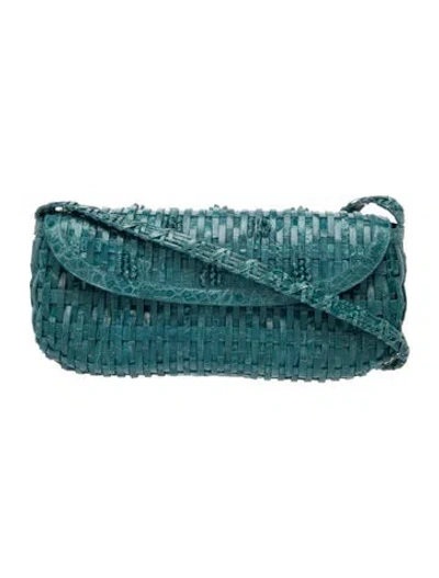 Pre-owned Nancy Gonzalez Crocodile Shoulder Bag In Blue