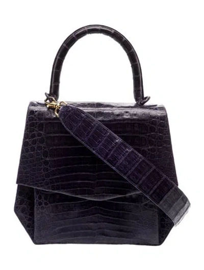 Pre-owned Nancy Gonzalez Crocodile Shoulder Bag In Blue