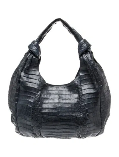 Pre-owned Nancy Gonzalez Crocodile Shoulder Bag In Blue