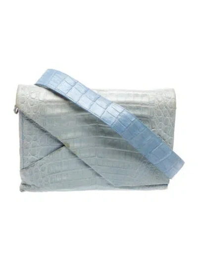 Pre-owned Nancy Gonzalez Crocodile Shoulder Bag In Blue
