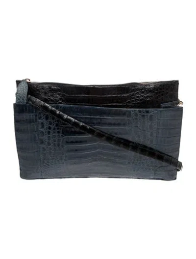 Pre-owned Nancy Gonzalez Crocodile Shoulder Bag In Blue