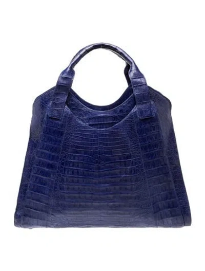 Pre-owned Nancy Gonzalez Crocodile Shoulder Bag In Blue