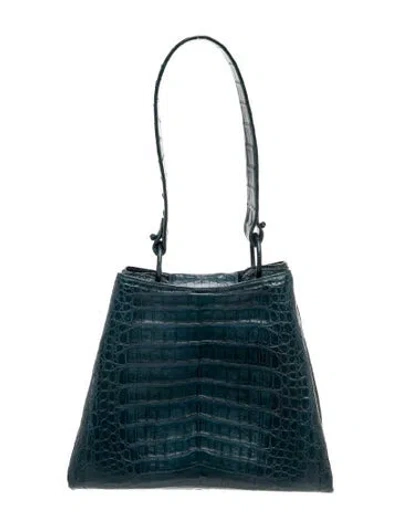 Pre-owned Nancy Gonzalez Crocodile Shoulder Bag In Blue