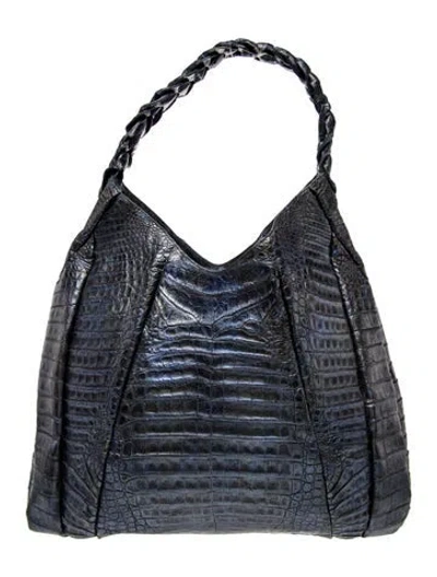 Pre-owned Nancy Gonzalez Crocodile Shoulder Bag In Blue