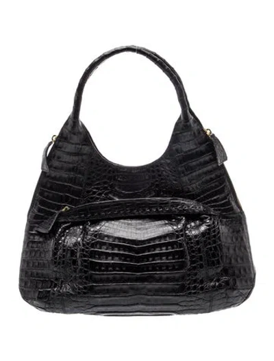 Pre-owned Nancy Gonzalez Crocodile Shoulder Bag In Blue