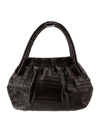 Pre-owned Nancy Gonzalez Crocodile Shoulder Bag In Brown