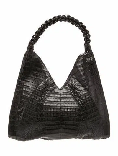 Pre-owned Nancy Gonzalez Crocodile Shoulder Bag In Brown