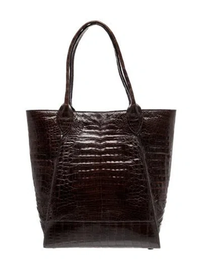 Pre-owned Nancy Gonzalez Crocodile Shoulder Bag In Brown