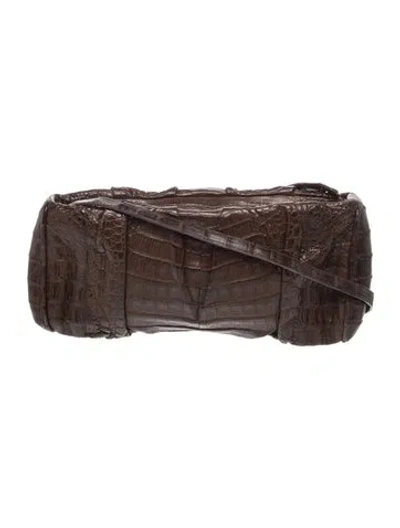 Pre-owned Nancy Gonzalez Crocodile Shoulder Bag In Brown