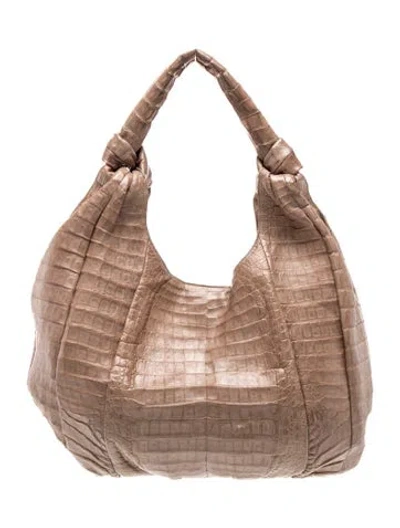 Pre-owned Nancy Gonzalez Crocodile Shoulder Bag In Brown