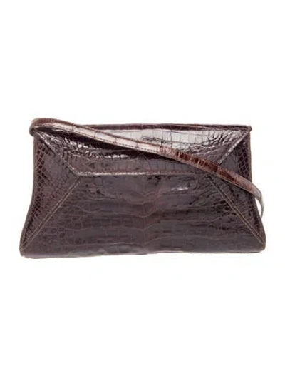 Pre-owned Nancy Gonzalez Crocodile Shoulder Bag In Brown