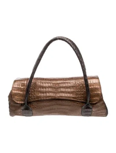 Pre-owned Nancy Gonzalez Crocodile Shoulder Bag In Brown