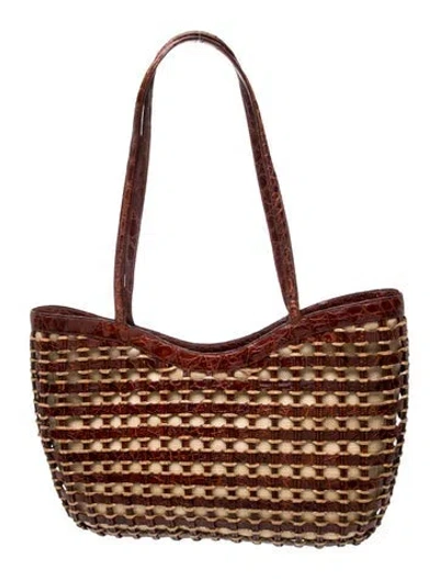 Pre-owned Nancy Gonzalez Crocodile Shoulder Bag In Brown