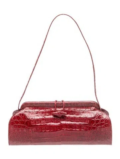 Pre-owned Nancy Gonzalez Crocodile Shoulder Bag In Burgundy