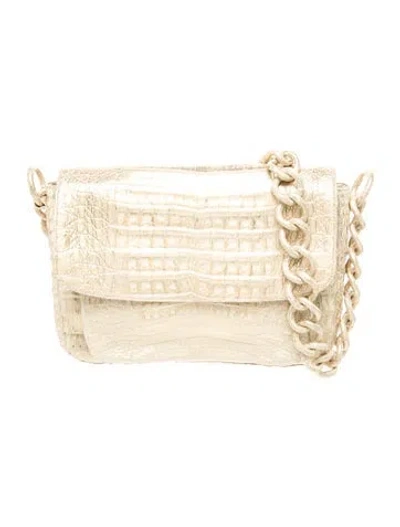 Pre-owned Nancy Gonzalez Crocodile Shoulder Bag In Gold