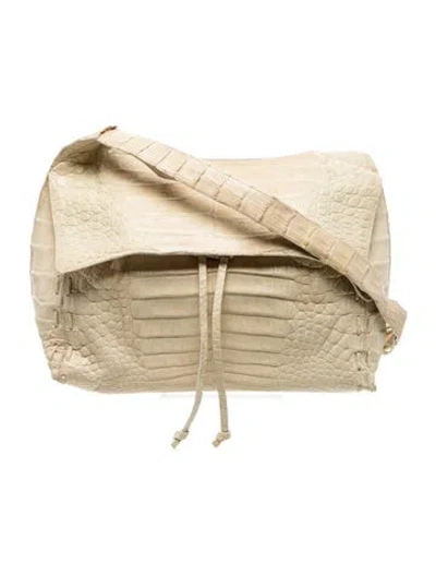 Pre-owned Nancy Gonzalez Crocodile Shoulder Bag In Gold