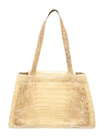 Pre-owned Nancy Gonzalez Crocodile Shoulder Bag In Gold