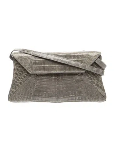 Pre-owned Nancy Gonzalez Crocodile Shoulder Bag In Gray