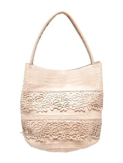 Pre-owned Nancy Gonzalez Crocodile Shoulder Bag In Gray