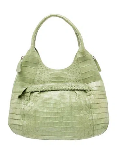 Pre-owned Nancy Gonzalez Crocodile Shoulder Bag In Green