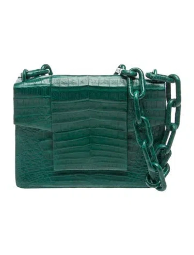 Pre-owned Nancy Gonzalez Crocodile Shoulder Bag In Green