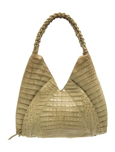 Pre-owned Nancy Gonzalez Crocodile Shoulder Bag In Green