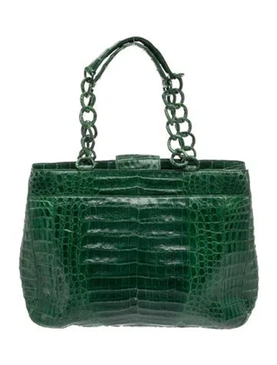 Pre-owned Nancy Gonzalez Crocodile Shoulder Bag In Green