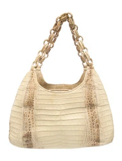 Pre-owned Nancy Gonzalez Crocodile Shoulder Bag In Neutral