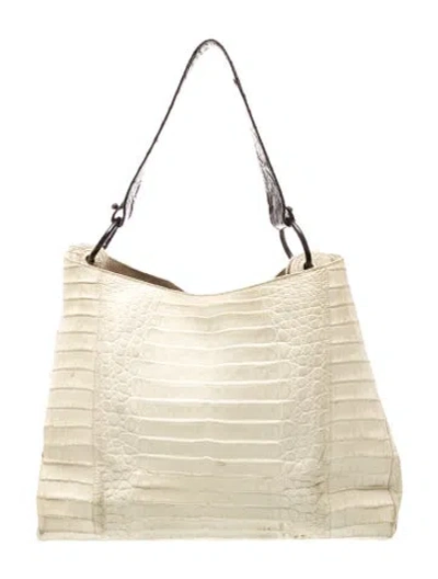 Pre-owned Nancy Gonzalez Crocodile Shoulder Bag In Neutral