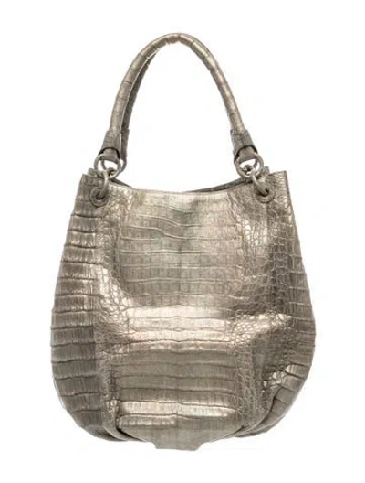 Pre-owned Nancy Gonzalez Crocodile Shoulder Bag In Neutral
