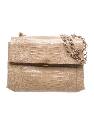 Pre-owned Nancy Gonzalez Crocodile Shoulder Bag In Neutral