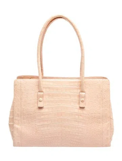 Pre-owned Nancy Gonzalez Crocodile Shoulder Bag In Neutral