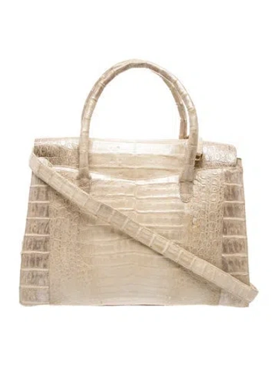 Pre-owned Nancy Gonzalez Crocodile Shoulder Bag In Neutrals