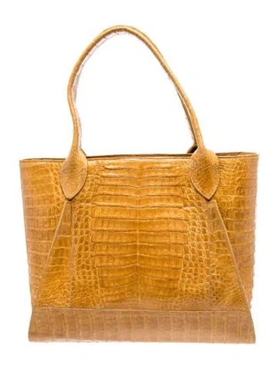 Pre-owned Nancy Gonzalez Crocodile Shoulder Bag In Neutrals