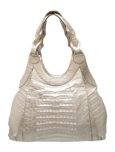 Pre-owned Nancy Gonzalez Crocodile Shoulder Bag In Neutrals