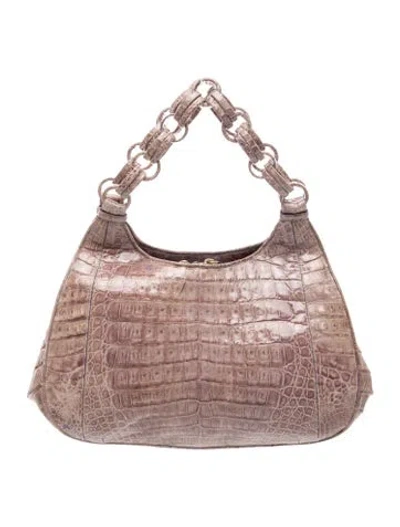 Pre-owned Nancy Gonzalez Crocodile Shoulder Bag In Neutrals/purple