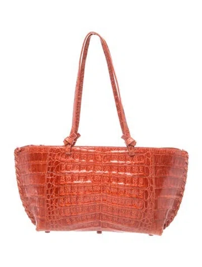 Pre-owned Nancy Gonzalez Crocodile Shoulder Bag In Orange