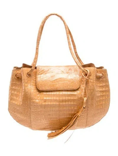 Pre-owned Nancy Gonzalez Crocodile Shoulder Bag In Orange